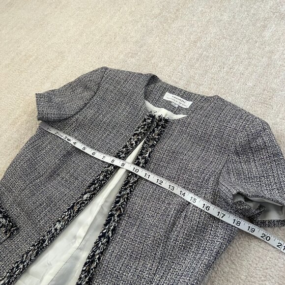Tahari ASL Arthur S Levine Cotton Tweed Short Sleeve Blazer Cardigan Jacket 4 - Picture 6 of 9